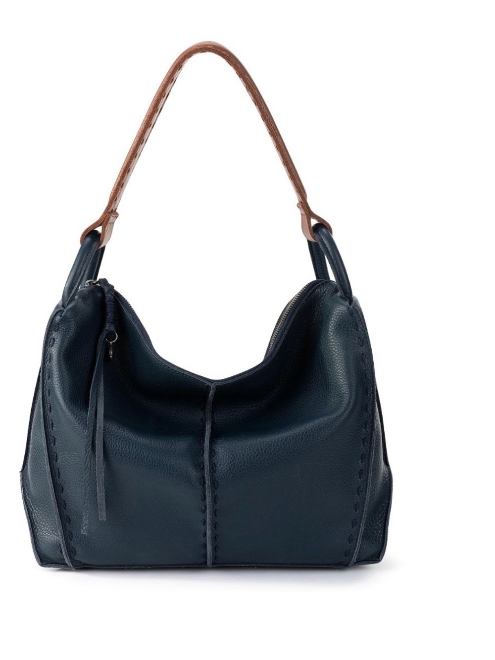 THE SAK - Chic Navy Leather Hobo Bag with Tan Handles